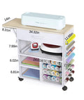 Heavy Duty Craft Cart With Adjustable Shelves And Large Drawers For Cricut And Vinyl Scrapbooking, Mobile Workstation On Wheels