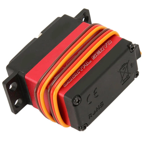 Heavy Duty Full Metal Gear 20 Kg Digital Servo Featuring Smooth Core Motor Drive And Badass Precision Control On Custom Rc Builds And Trail Crawlers, showing the top view with wires.