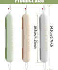 Three 2 In 1 Needle Threader And Seam Ripper Kit For Sewing And Crafting in green, beige, and gray with product size dimensions shown.