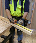 Worker using Rugged 16 Foot Tape Measure With Double Hook Double Sided Nylon Reinforced Blade And Metal Belt Clip
