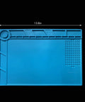 Silicone Soldering Mat 13.8 X 9.8 Inch Heat Resistant 932 F Workbench Pad For Soldering Iron Projects Magnetic Tray Non Toxic Durable Protects Surfaces image with grid detail.