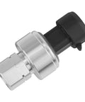 AC Pressure Sensor Switch Compatible With Chevy Suburban Tahoe GMC Sierra Buick Cadillac Pontiac Saturn Isuzu Hummer Oldsmobile Saab 2002 2021 HVAC Pressure Transducer Replaces 13587668 shown in silver and black