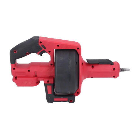 Cordless Electric Drain Auger Knocks Out Nasty Drain Clogs Fast With 23 Foot Flexible Spiral Cable For Sinks Toilets And Bathtubs Heavy Duty Rechargeable Tool, side view.