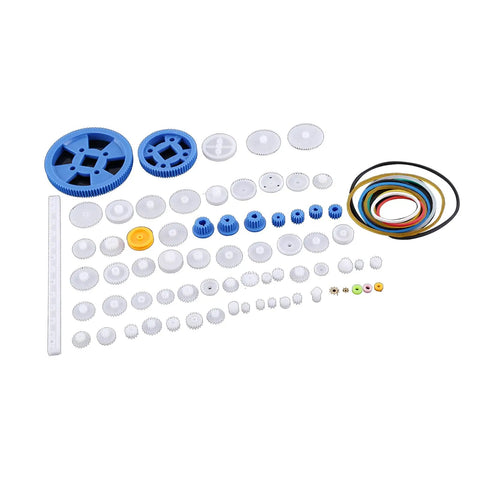 64 Kinds Plastic Gears, Pulleys, And Belts Kit For Robot Motors, Engineering Projects, And Model Making, Durable Plastic Components