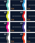 Travel RFID Blocking Card Sleeves Set Of 12 With Color Coded Envelopes For Identity Theft Protection arranged in grid pattern