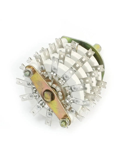 6mm Shaft Rotary Switch 8P5T 8 Pole 40 Position Band Channel Selector for DIY Electronics Projects Metal 4 Deck Mount 10mm Hole 6mm Shaft Diameter 48 Terminals Compact Durable Industrial Grade, metal rotary switch side view