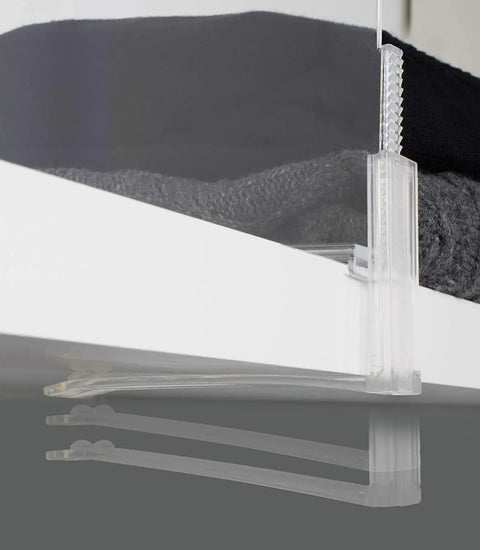 Clear Acrylic Shelf Dividers For Closets, Purse And Sweater Organizer, Flexible 4 Pack Adjustable Up To Two And A Half Inches Thick, Keeps Purses, Sweaters, And Shirts Neatly Separated, Easy Access And Space Saving Closet Organizer