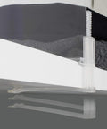 Acrylic Closet Shelf Dividers 8 Pack Clear Organizer for Purses and Sweaters Keeps Your Closet Neat and Accessible Space Saving Shelf Separators Adjustable up to 2.5 Inches Thick installed on white shelf with sweaters.