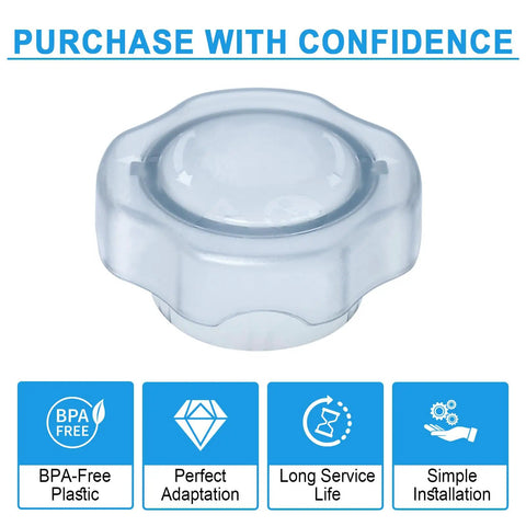 Lid Plug Replacement For Low Profile 64 Oz Blender Container Fits Pro750 Pro300 Drink Machine Clear Plastic Top View