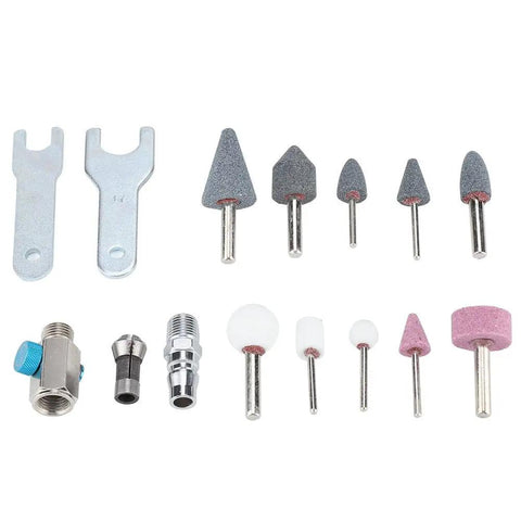 Grinding heads and tools for Badass Air Die Grinder Kit With 25000 RPM Speed And Quick Chuck Design Includes Lock Off Throttle Plus Extra Grinding Heads For Nitty Gritty Metalwork And Garage Projects.