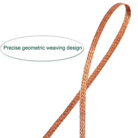 Copper No Clean Solder Wick Desoldering Braid Set For Easy Tin Removal, close-up of precise geometric weaving design