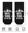 5 Pairs Ankle Socks For Running, Gym And RV Camping - King of the RV design, breathable mesh, 20cm size, black color.