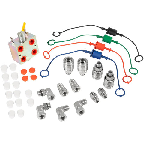 Manual Hydraulic Multiplier With SCV Splitter Diverter Valve Couplers And AG Fittings For 20 GPM Flow At 3000 PSI Max components
