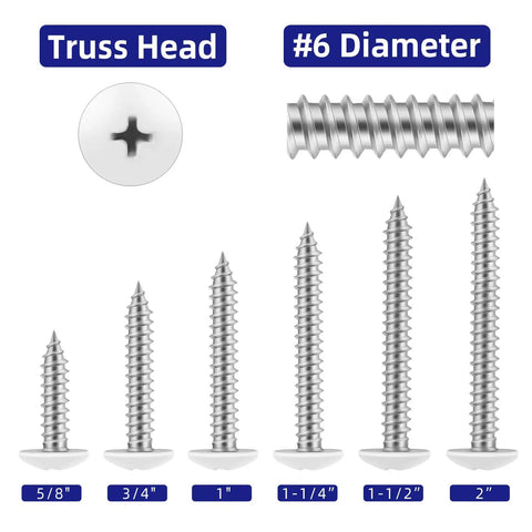 Dang Solid 100 Piece Set Of Size 6 X 5 8 Inch Wood Screws, showing various lengths and Truss Head design.