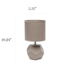 Round Prism Mini Table Lamp With Matching Fabric Shade Black Ceramic Base Compact Desk Light With Easy Rotary Cord Switch Uses 40W Equivalent Candelabra Bulb Or Type G Globe Bulb Not Included, beige drum shade, geometric base