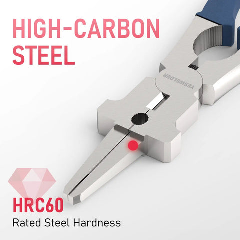 8 Inch MIG Welding Pliers For Pros All In One Multifunctional Tool showing high-carbon steel build for wire cutting and gripping.