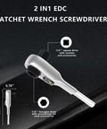 Black Flat End Bit Extender And 2 In 1 Mini Ratchet Wrench for Leatherman multi tool accessories, EDC, dimensions and drive types shown