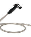 Heavy Duty Black Replacement Kitchen Sink Sprayer With Hose And Guide, high pressure sprayer with chrome accents.