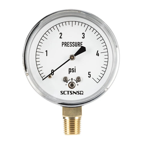 Zero To Five Psi Capsule Low Pressure Gauge With 2.5 Inch Dial And 1/4 In NPT Lower Mount Chrome Plated Case Great For Gas Lines