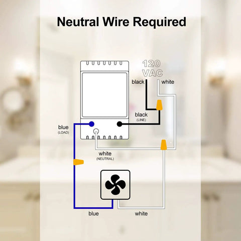 Wiring diagram for New Generation Humidity Sensor Switch For In Wall Bathroom Fan Auto Manual Control With Air Moisture Detection
