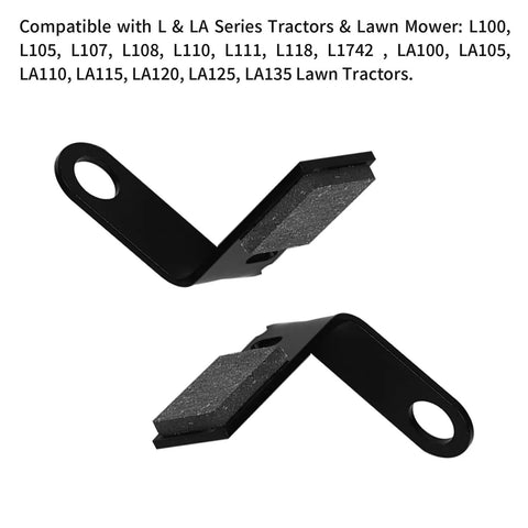 2 Pack Brake Pad Kit With Retainer And Torsion Spring For John Deere 42 Inch Deck L D X Series Tractors And Lawn Mowers Replacement GY21943B GX20494 GX20515 GX23240 GX10120 Includes 2 Brake Pads 2 Retainers 2 Torsion Springs And Deck Arm Idler Spring For brake pads shown