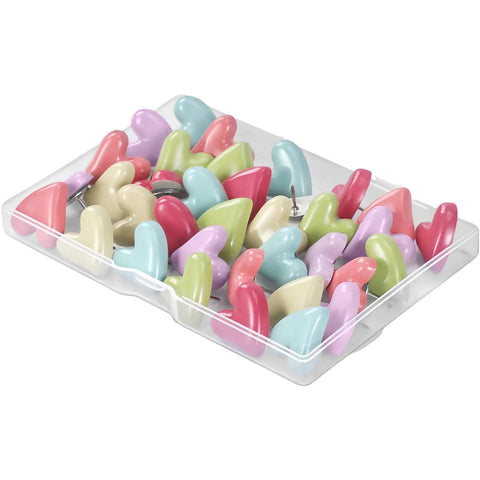 Lowkey Gorgeous Heart Shaped Push Screws Metal Wall Brads Rustproof Decorative Fasteners 30 Pack in colorful heart shapes