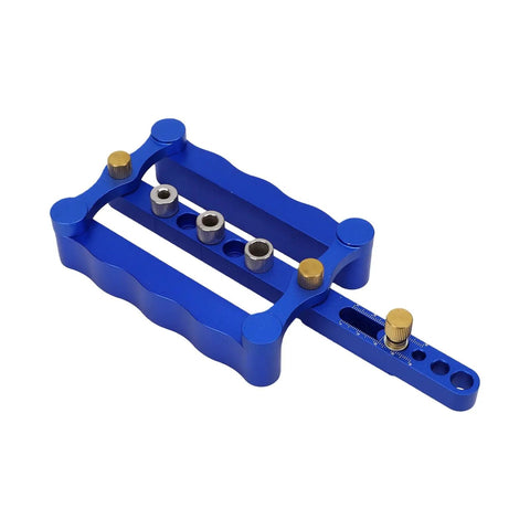 Adjustable Dowel Jig Kit Featuring Self Centering Guide For Dead Straight Drill Lines, aluminum tool for precision furniture assembly.
