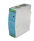 Industrial Power Supply NDR 120 24V 5A 120W Rail Mount Ready, AC Input 100 240V, Built For Heavy Duty Industrial Use and Stable Output That Keeps Your Rigs Running Smooth. metal rail-mount power supply, 24V 5A, front terminals, side view