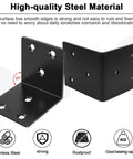 2 Inch Black Corner Brackets Set for Wood Furniture Shelves and Bed 90 Degree L Braces With 120 Screws, close-up view