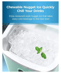 Top Shelf Countertop Nugget Ice Maker With Hassle Free Self Cleaning And Travel Ready Design For Chilling Sodas Smoothies And Cocktails Fast Enough To Handle Weekend Hangouts with ice and mint.