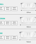 Three sizes of Protective Safety Glasses With Z87.1 Certified Polycarbonate Lenses, Scratch And Shatter Proof, Blue Light And UV Blocking