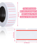 Go-To White Price Gun Labels 60 Rolls For MX5500 30000 Pieces showing roll dimensions and label size for office and retail.