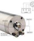 Beefy 24000Prm 400Hz 2.2kW ER20 Water Cooled Milling Motor For Engraving And Woodworking 220V And 380V electrical connections shown