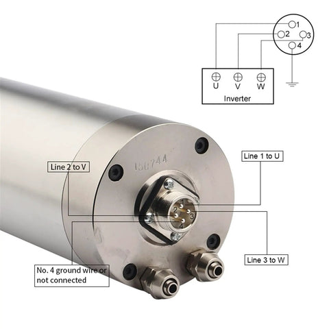 High Speed 24000 RPM 400 Hz 2.2 KW ER20 Water Cooled Spindle Motor For Engraving Woodworking 220 To 380V Three Phase Power
