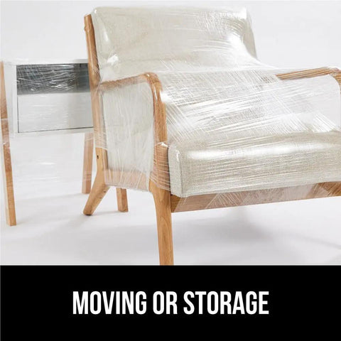 Beefy Heavy Duty Stretch Wrap Film With 500 Percent Stretch 60 Gauge Clear 1200 Ft Shrink Wrap Roll 17 Inch protecting chair