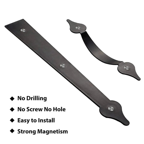 Heavy Duty Decorative Garage Door Hardware Kit Featuring Tough As Nails Steel Handles And Silent Damping Hinges That Glide Smooth As Silk For Cabinets Or Doors, showing steel handle and hinge.