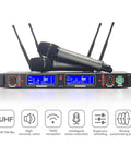 Dual Channel UHF Wireless Microphone System With True Diversity For Stage Studio And Church 700 Foot Range 2x100 Channels Auto Scan Handheld Metal Mics For Live Gigs And Performances