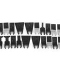 All Purpose Oscillating Tool Blade Kit, 20 Piece High Carbon Steel Set for cutting plastic, wood, soft metals displayed on white