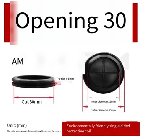40 Piece Rubber Grommet Kit With Double Sided Hole Plugs For Dope Cable Management Black, 30mm cut, 25mm inner diameter