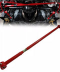 Red Adjustable Rear Panhard Track Bar For Ford Mustang 2 Door 2005 To 2014 Beef Up Rear Stability Cut Side To Side Wiggle And Tighten Up Street Drag And Track Handling. installed and loose