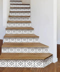 14 Strips Peel And Stick Stair Riser Decals Self Adhesive Vinyl Stickers For Steps Grey Clover Color 39.37 By 7.09 Inches