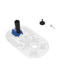 Smooth As Butter Trim Router Base Plate With Dead Nuts Secure Grip showing clear base plate and black handle, ideal for woodworking projects.