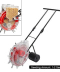 Hand Push Garden Seeder With Roller Seed Planter And Fertilizer Applicator, Semi Automatic Seed Drill for precise planting.