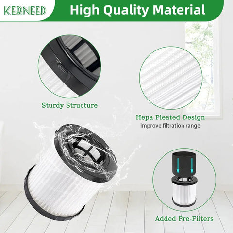 Two Pack HEPA Filter Set For 20V MAX Wet Dry Vac DCV580H DCV581H Includes Four Foam Sleeve Filters And One Brush Captures 99.97 Percent Of 0.3 Micron Particles with sturdy structure and added pre-filters