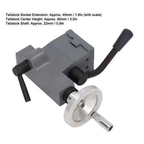 Premium Mini Lathe Tailstock Rear Center Mount Replacement For 0618 CJ18A 7x12 7x14 showing detailed tailstock socket extension with scale.