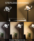 Led Floor Lamp With Rotatable Saturn Ring Design Stepless Dimming From 3000K To 6000K Touch And Remote Control Modern Lighting