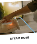Person using steam iron with High Pressure Steam Hose For Steam Iron 3 Meter Pro Grade Replacement Tube Durable And High Temperature Resistant For Efficient Ironing And Quick No Fuss Setup.