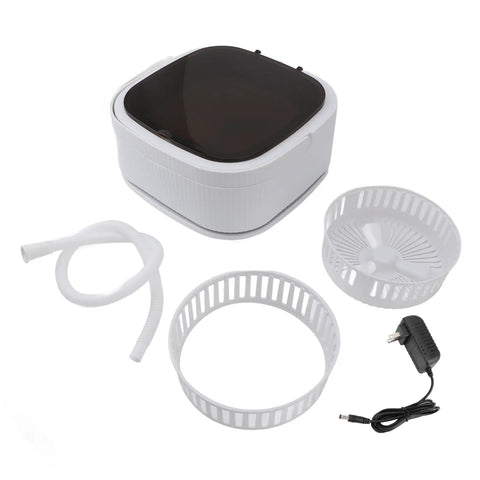 Ultra Compact Foldable Portable Washing Machine with Two In One Wash And Dry Combo Function, white, includes accessories and hoses.