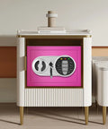 Pink Safe Box With Sensor Light And Electronic Digital Keypad installed in a cabinet, durable steel construction, home use