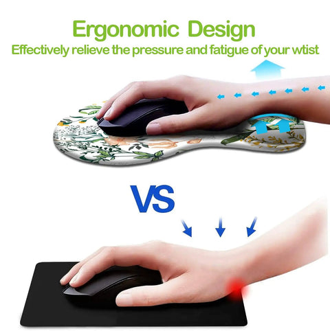 Ergonomic Mouse Pad With Wrist Support Non Slip PU Base Cute Floral Pattern For Home Office Study And Gaming Easy Typing Pain Relief